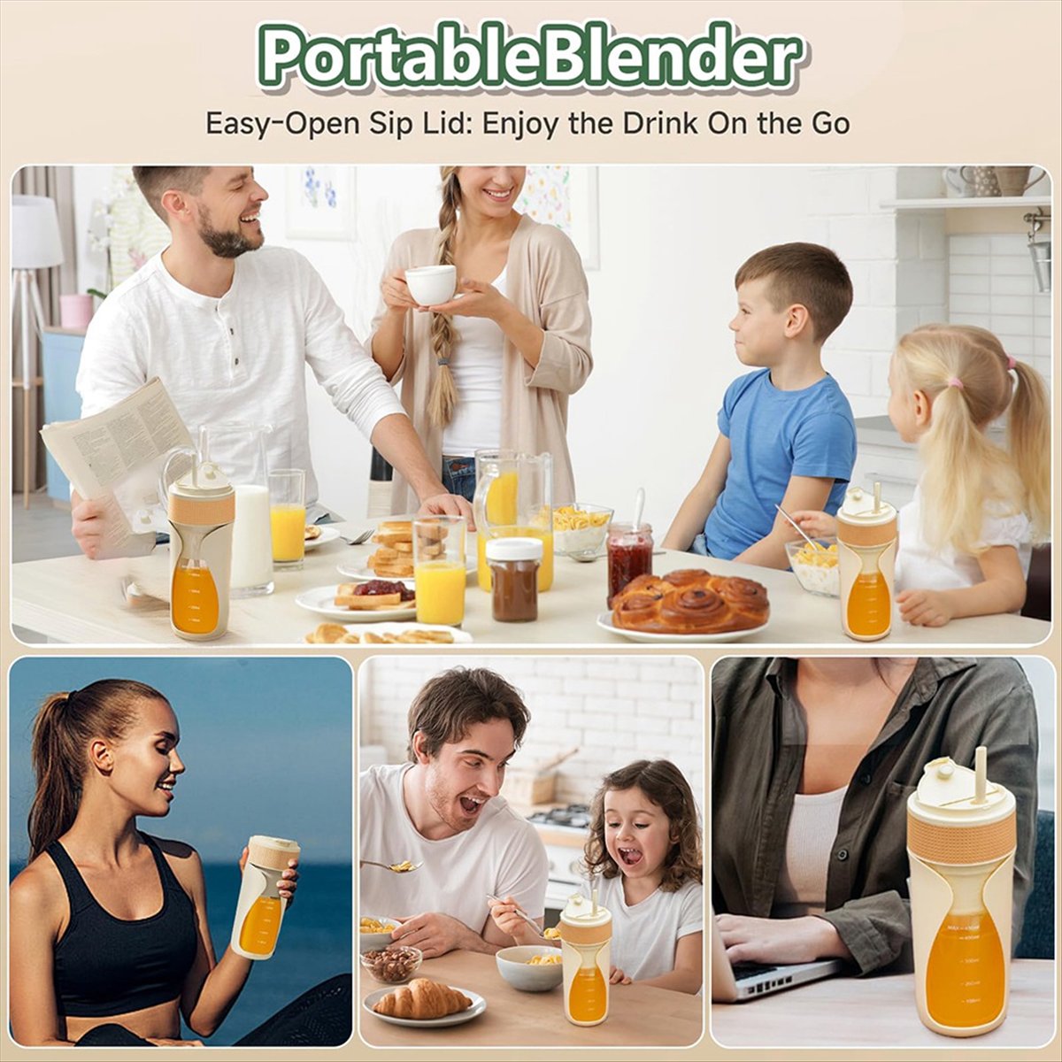 Portable Blender Usb Rechargeable - Copo Liquidificador Portátil 450ml, Liquidificador Multifuncional