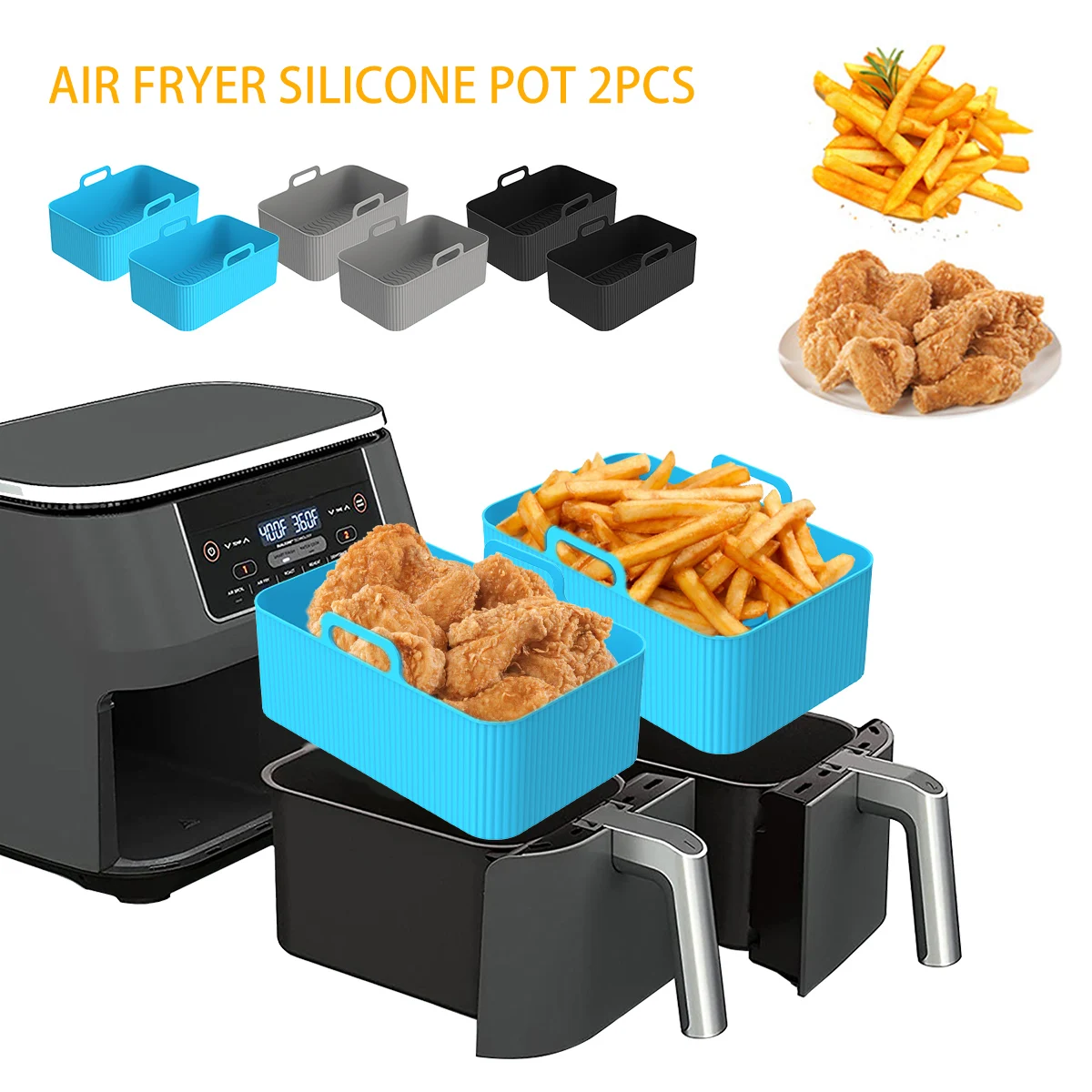 2 pçs forro de silicone da fri - Air Fryer Silicone Pot Liner avaliação e preço