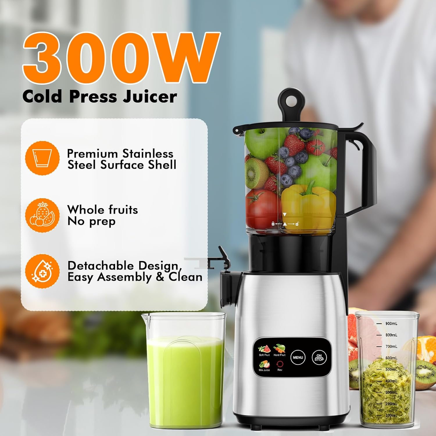 Extrator de Suco a Frio de Mas - Electric Slow Juicer Cold Press avaliação e preço